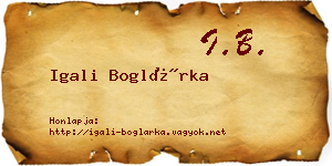 Igali Boglárka névjegykártya