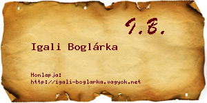 Igali Boglárka névjegykártya